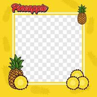 Pineapple fruit photo frame cover background design vector