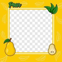 Pear fruit photo frame cover background design vector