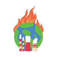 Global warming concept. Pollution of the planet. Flat vector illustration