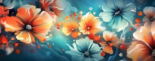 background colorful spring floral abstract nature texture flowers blossom red illustration. Generative AI. photo