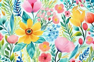Nature painted design wallpaper floral seamless background bloom wedding pattern decoration spring flower watercolor photo