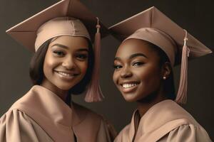 young graduate women student diploma african high school university black education success american. Generative AI. photo