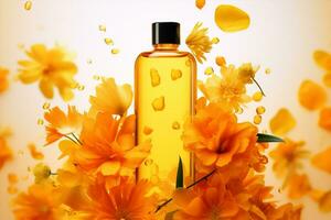 Herbal oil natural yellow medicine calendula treatment beauty flowers aromatherapy photo