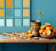 Table sweet background fruits nature orange bright citrus diet food design color yellow lemon photo