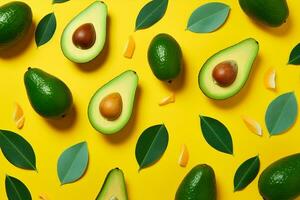 Background creative top many vegetarian healthy nutrition tropical green food fruit view trend avocado pattern photo