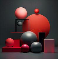 Exhibition design background geometric art cube pink platform minimalism abstract shapes render scene photo