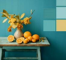 Organic table yellow tasty sweet orange color tropical food fruits breakfast background citrus nature photo
