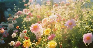 Spring nature summer flower floral plant gardening sunny field pink photo