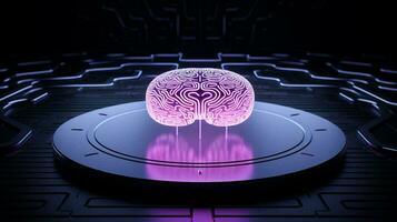 Brain concept technology pink abstract intelligence digital artificial modern neon science photo