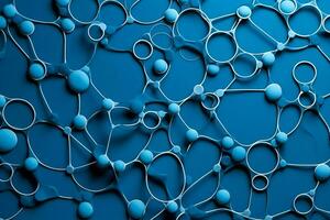 Line connect blue geometric science background networking abstract polygon structure technology design photo