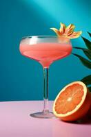 Straw refreshing ice alcohol summer cold drink fruit beverage orange cocktail red citrus photo