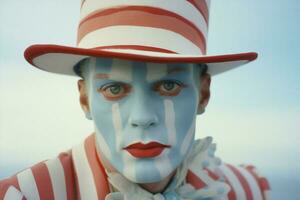 Circus man art republic fan portrait paint face beauty clown horizontal mime red photo