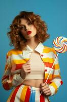 Candy woman beauty lollipop colorful fashion photo