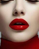 Art woman lady face lipstick fashion retro hand style beauty red photo