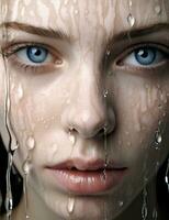 Beauty woman portrait face water skin photo