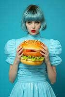 Woman hamburger burger hand art photo