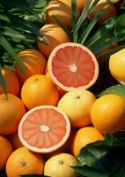 Delicious table ripe organic sliced juicy diet fresh food ingredient orange citrus fruit photo