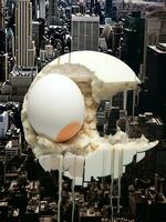 Concept white abstract food breakfast delicious egg idea city fragile art broken shell photo