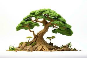 Abstract low poly tree, selective focus, Generative AI illustration photo