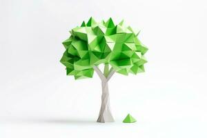 Abstract low poly tree, selective focus, Generative AI illustration photo