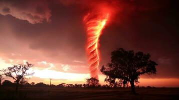 tornado en Tormentoso paisaje, trueno tormenta, clima cambiar, natural desastre, generativo ai ilustración foto