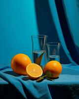 bebida cóctel jugo limón desintoxicación refrescante azul verano frío naranja foto