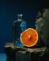 Glass background bottle rock scent perfume photo