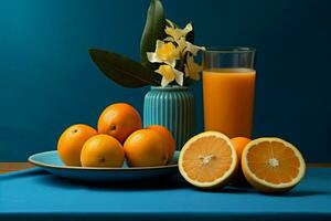 naranja bebida verano azul jugo cóctel frío limón desintoxicación refrescante foto