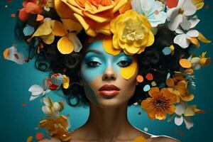 concepto mujer Moda Clásico diseño Arte estudio popular floral flores piel belleza retrato Arte foto