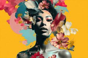 mujer Arte Arte belleza cara retrato diseño popular Moda flores Clásico humano concepto foto