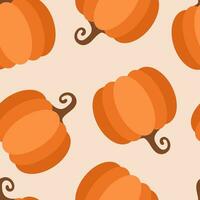Vector pumpkin pattern, flat illustration seamless repeating background