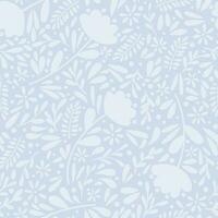 Ditsy blue floral laves vector pattern, seamless background repeating tile