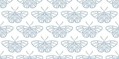 Blue white butterfly vector pattern background, seamless repeat