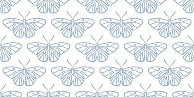 Blue white butterfly vector pattern background, seamless repeat