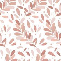 Warm neutral vector pattern with leaves, seamless nature inspired background with scattered leaf illustrations