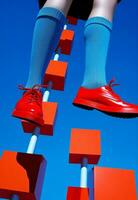 Red woman shoe fashionable blue photo