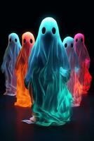 Ghost neon horror white ghostly night costume fun dark halloween spooky fear photo