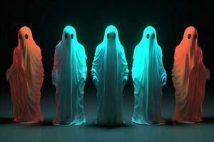 Costume neon halloween night dark white spooky icon horror fear soul ghost face photo