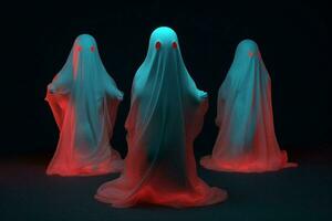 White treat horror demon dark fear spooky night neon ghost halloween fantasy costume photo