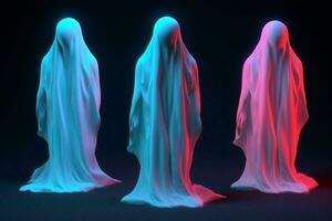 Halloween white spooky dark night fear ghost costume neon horror photo