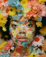 Girl child flowers photo