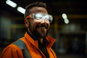 hombre sonriente arquitecto constructor retrato persona casco ingeniero trabajando profesión industrial empleado la seguridad sonrisa foto