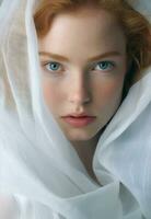 Young woman beauty portrait white face photo