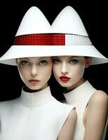 White red black art hat fashion person attractive colorful blond beauty women background photo