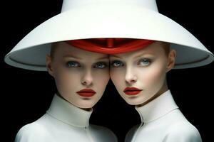 Hat beauty fashion black women attractive white style elegance red colorful art photo