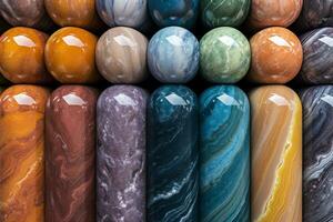 surface rock ball granite onyx background stone abstract pattern marble tile. Generative AI. photo