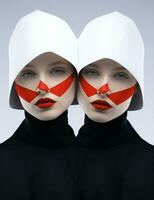 sombrero Moda mujer rojo labios blanco maravilloso Arte moda vistoso atractivo estudio belleza negro foto