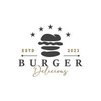 Burger Logo Fast Food Design, Hot And Delicious Food Vector Templet Illustration