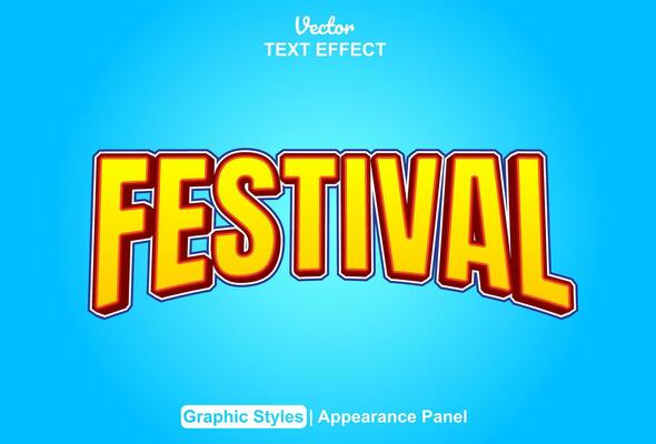 festival text effect with graphic style orange color editable.