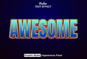 Awesome text effect with editable blue graphic style vector